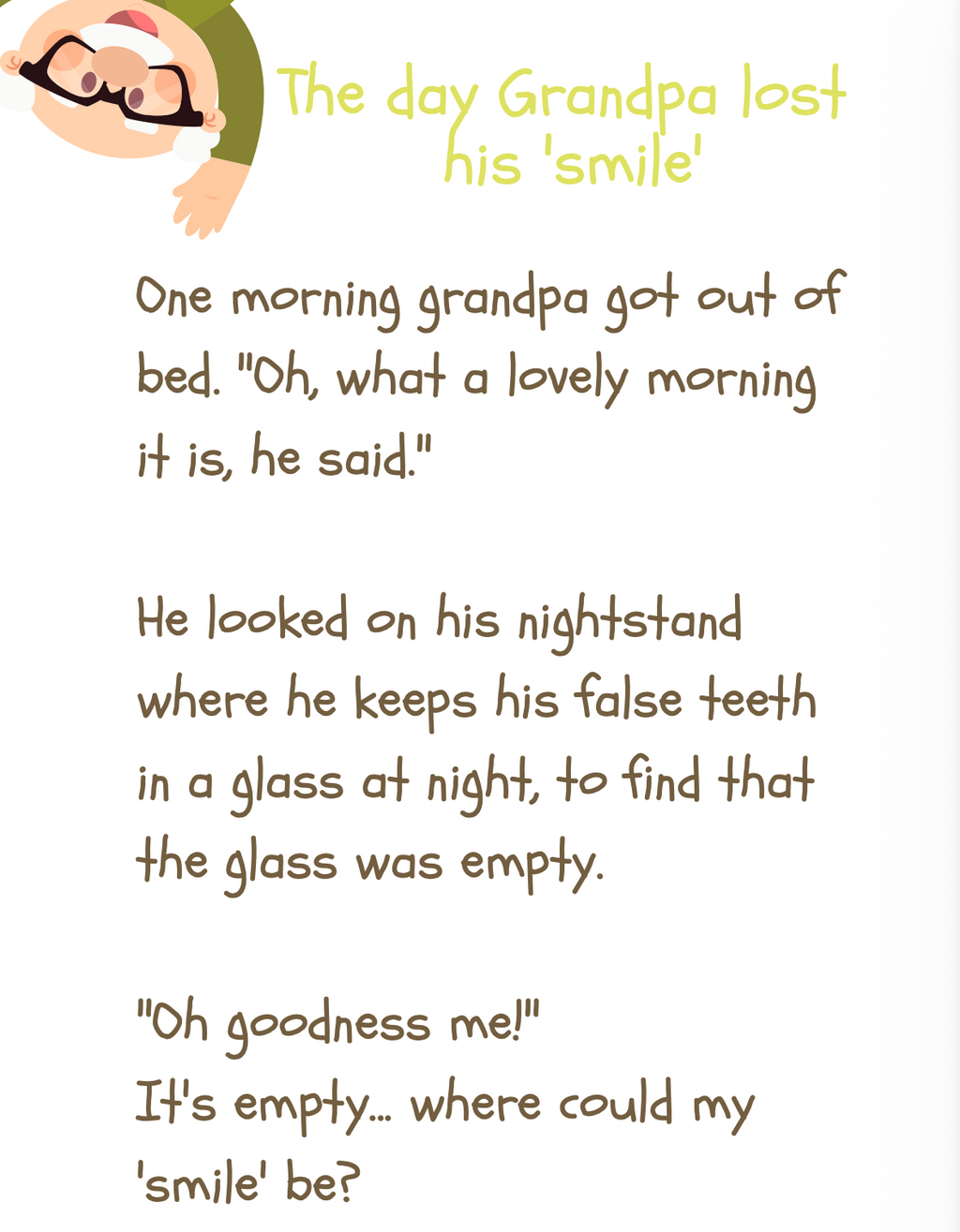 STORY BOOK - THE DAY GRANDPA LOST HIS 'SMILE'